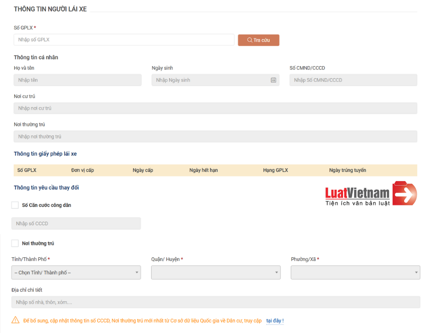 Cấp đổi Giấy phép lái xe từ 01/3/2025