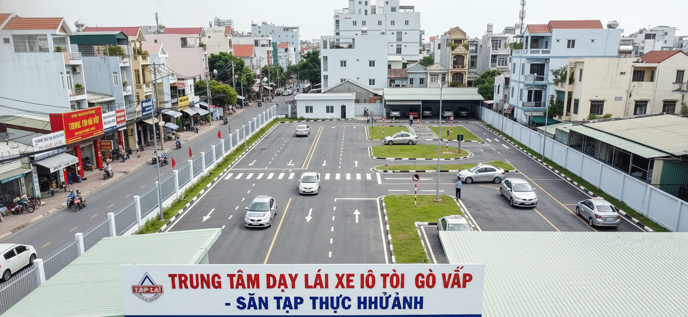 Học thực hành lái xe ô tô trên sân Gò Vấp
